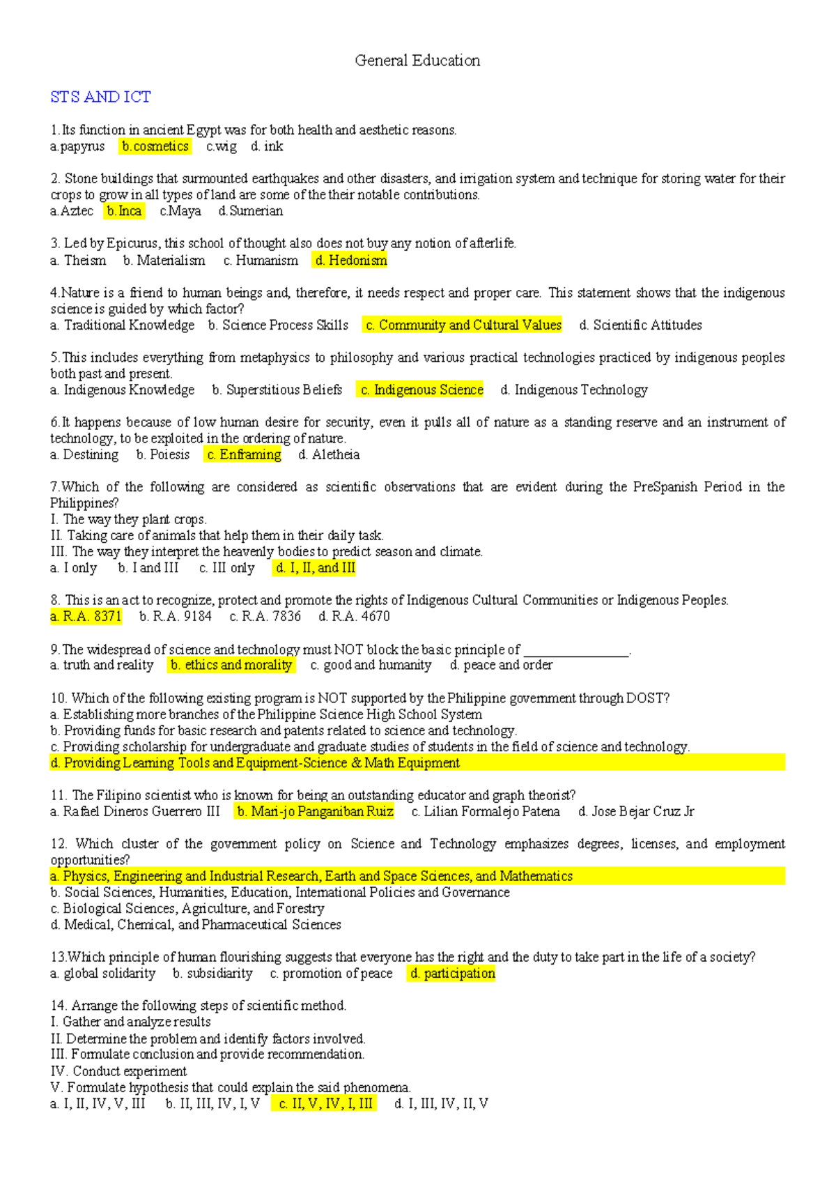 General Education.docx(STS AND ICT) - General Education STS AND ICT 1 ...