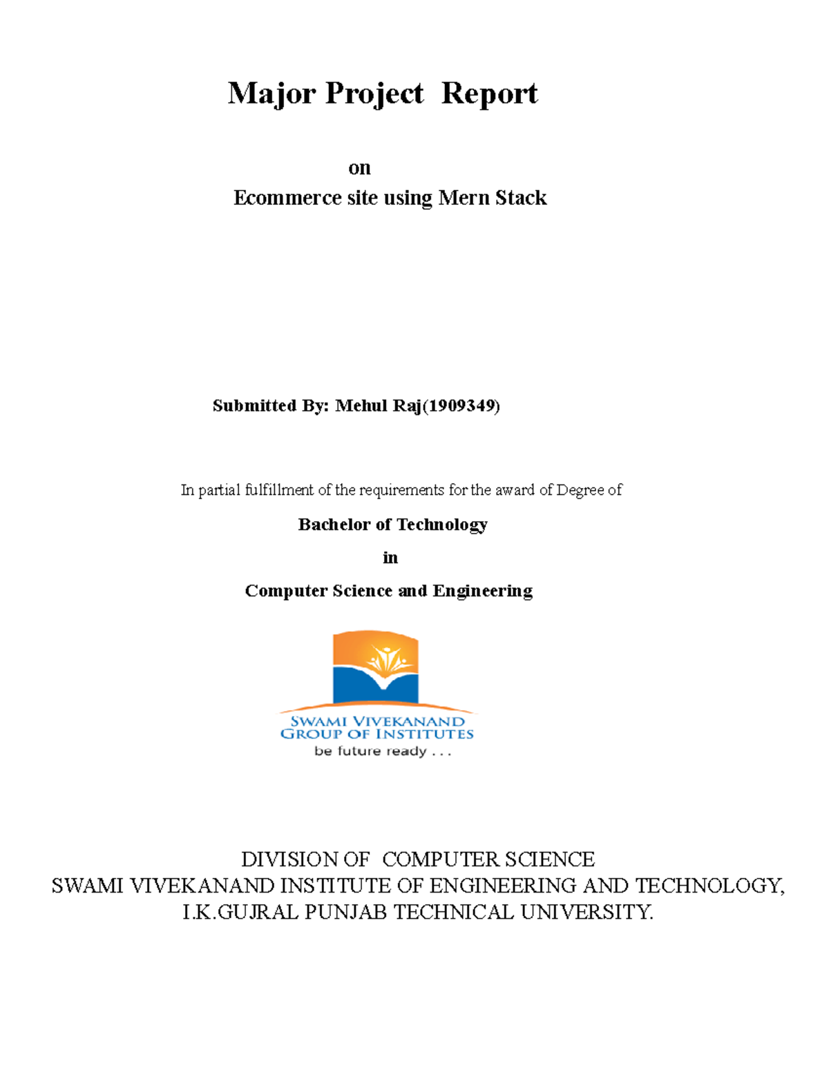 Ecommerce Site Development Using MERN Stack - CSE 8th Sem Project - Studocu