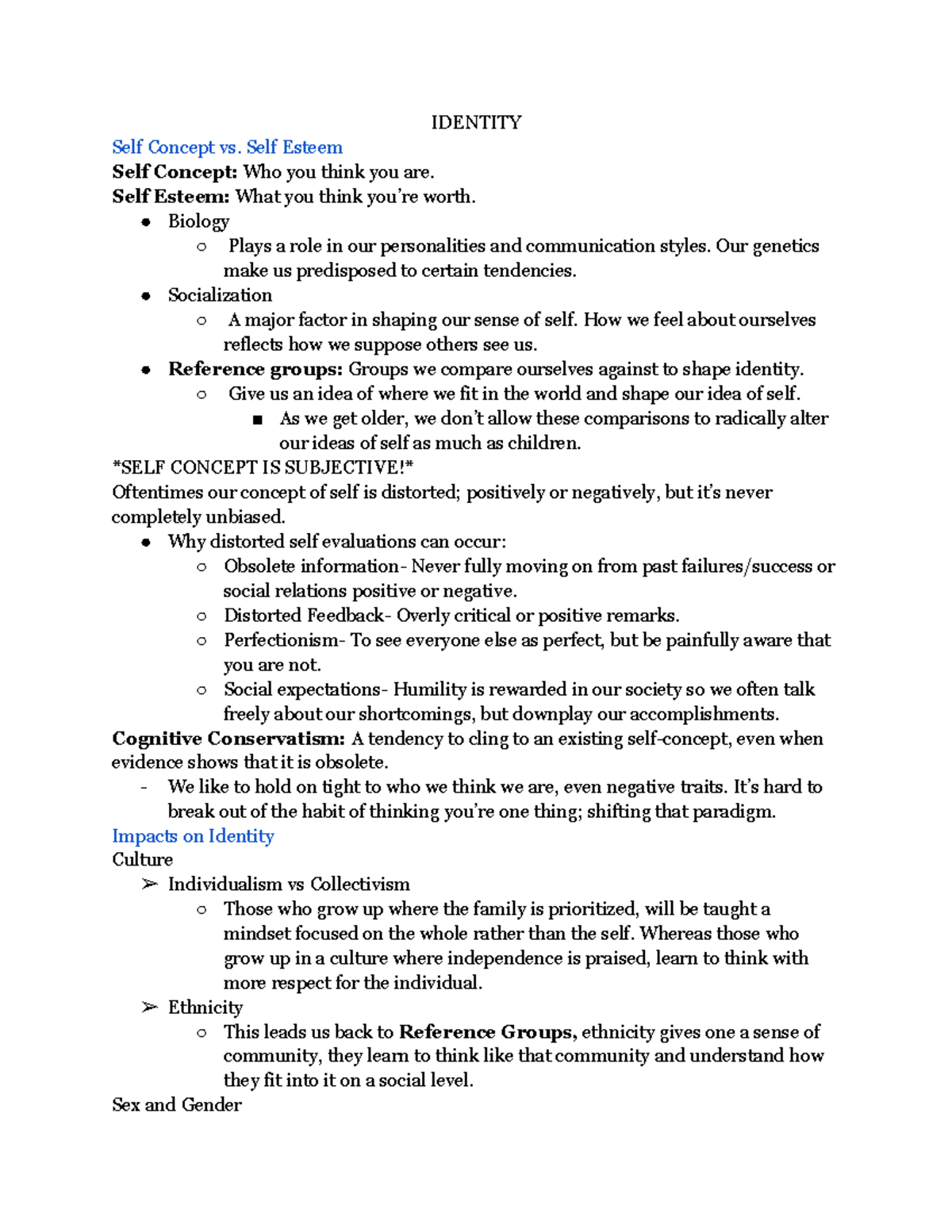 Interpersonal Communication Note Guide 2: How our Identities affect ...