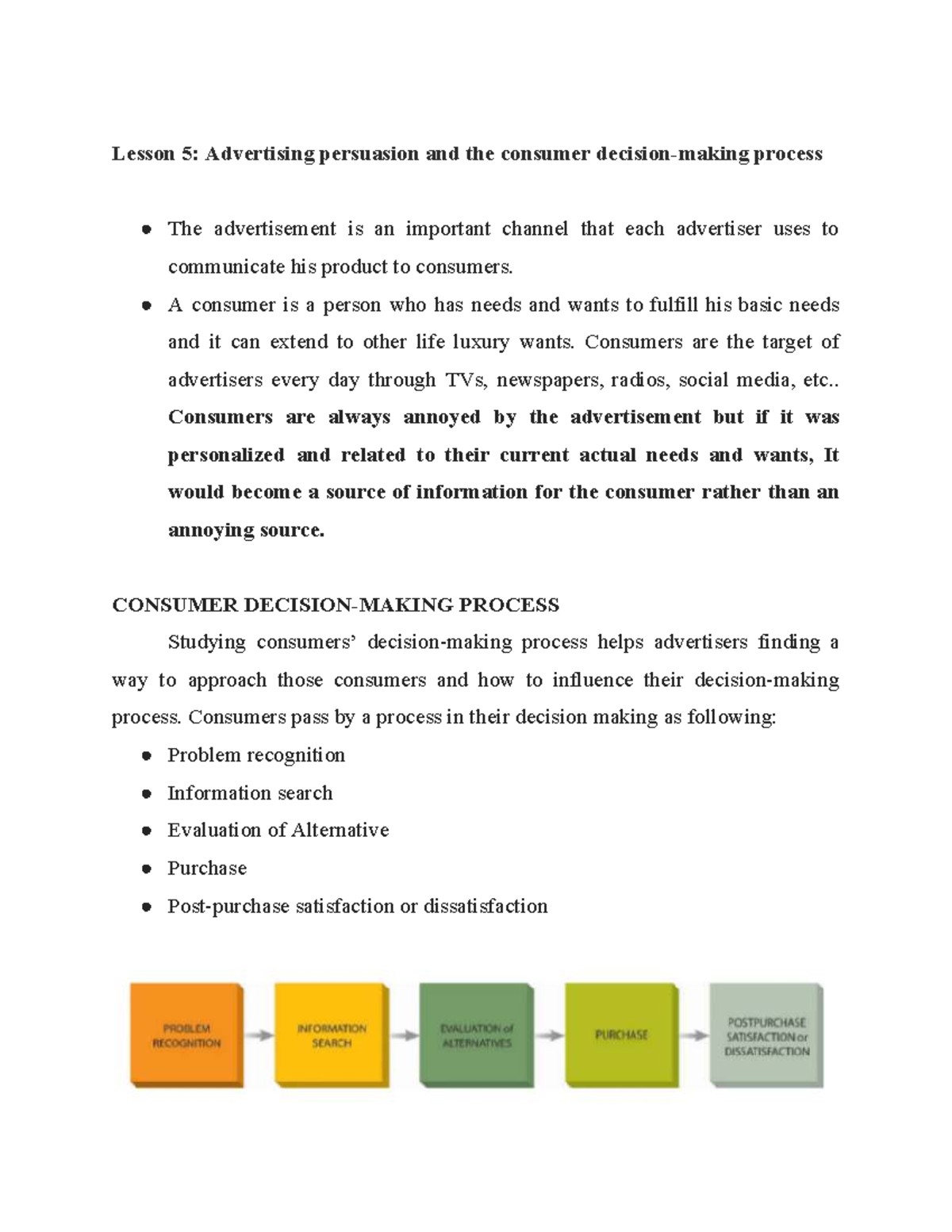 CE CH2 L5 - Advertising Persuasion & Consumer Decision Process - Studocu