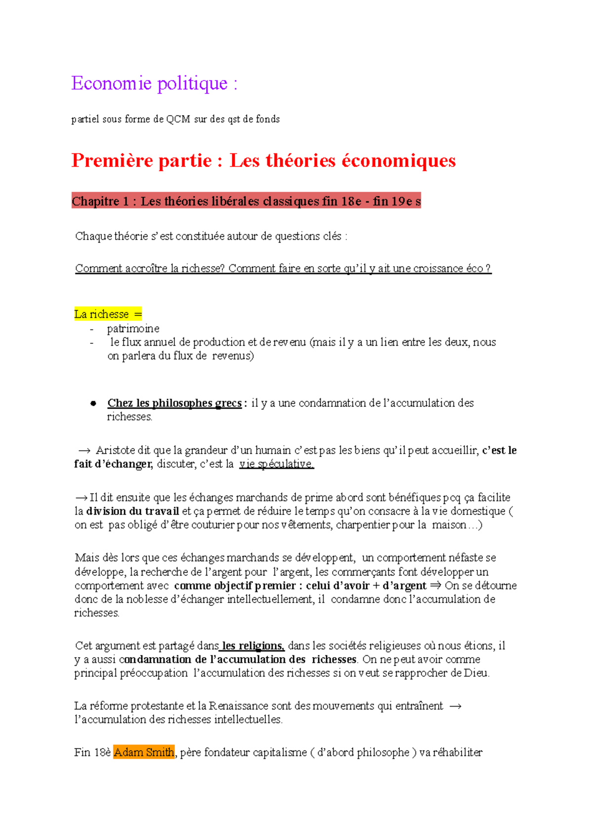Cours éco politique - Economie politique : partiel sous forme de QCM ...