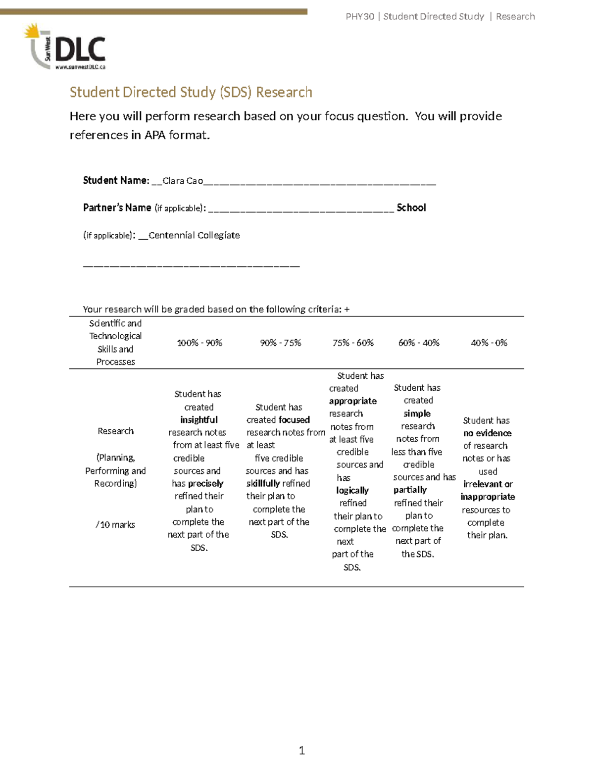 PHY30 Student Directed Study Research Guidelines and Notes - Studocu