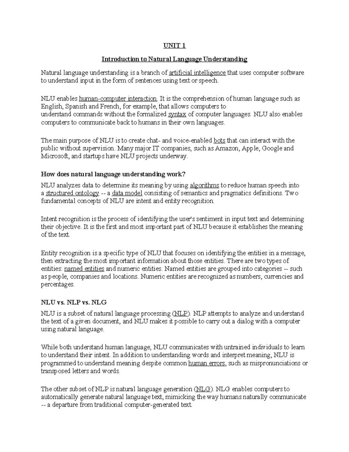 Unit 1 NLP: Key Concepts and Applications of Natural Language ...
