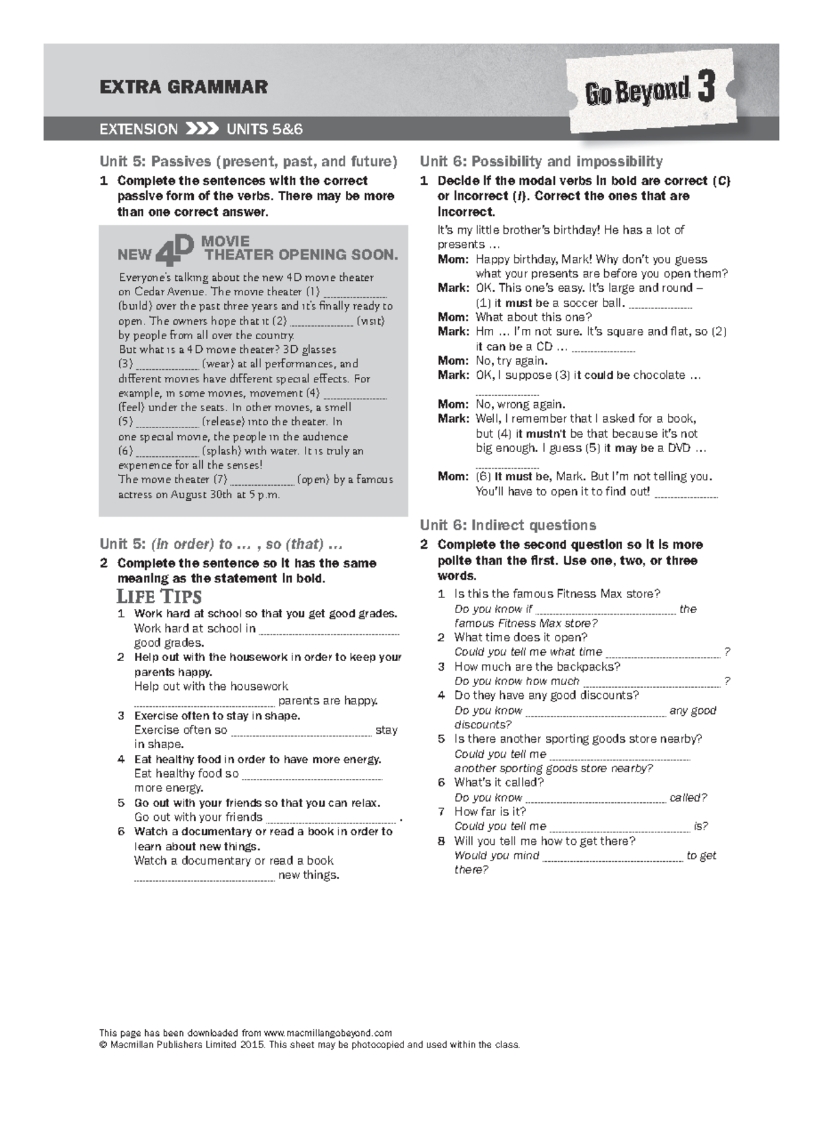 Gobeyond L3 Gr Ex Wsh3 - develop Enlish - EXTRA GRAMMAR This page has ...