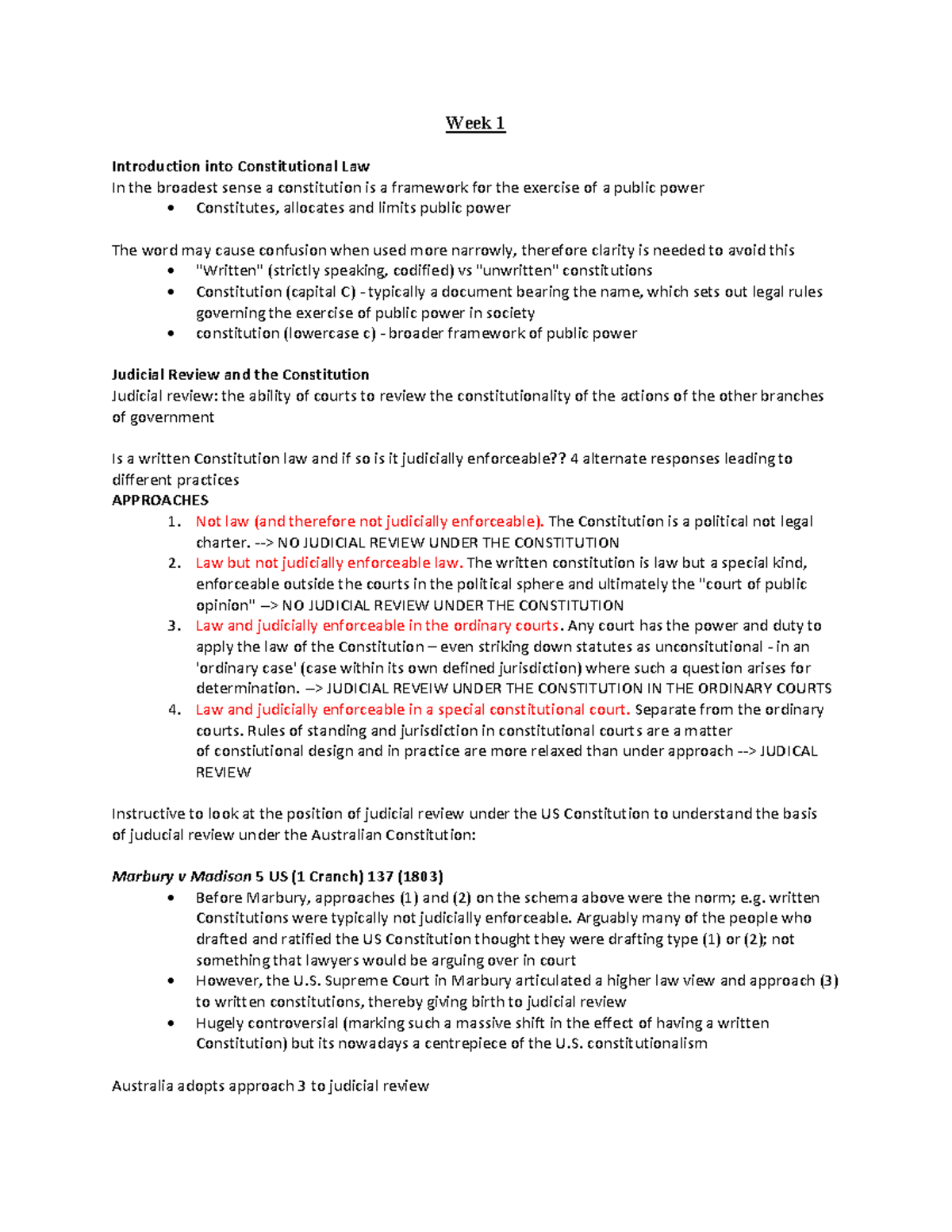Laws4001 Week 1 Summary: Introduction to Constitutional Law Concepts ...