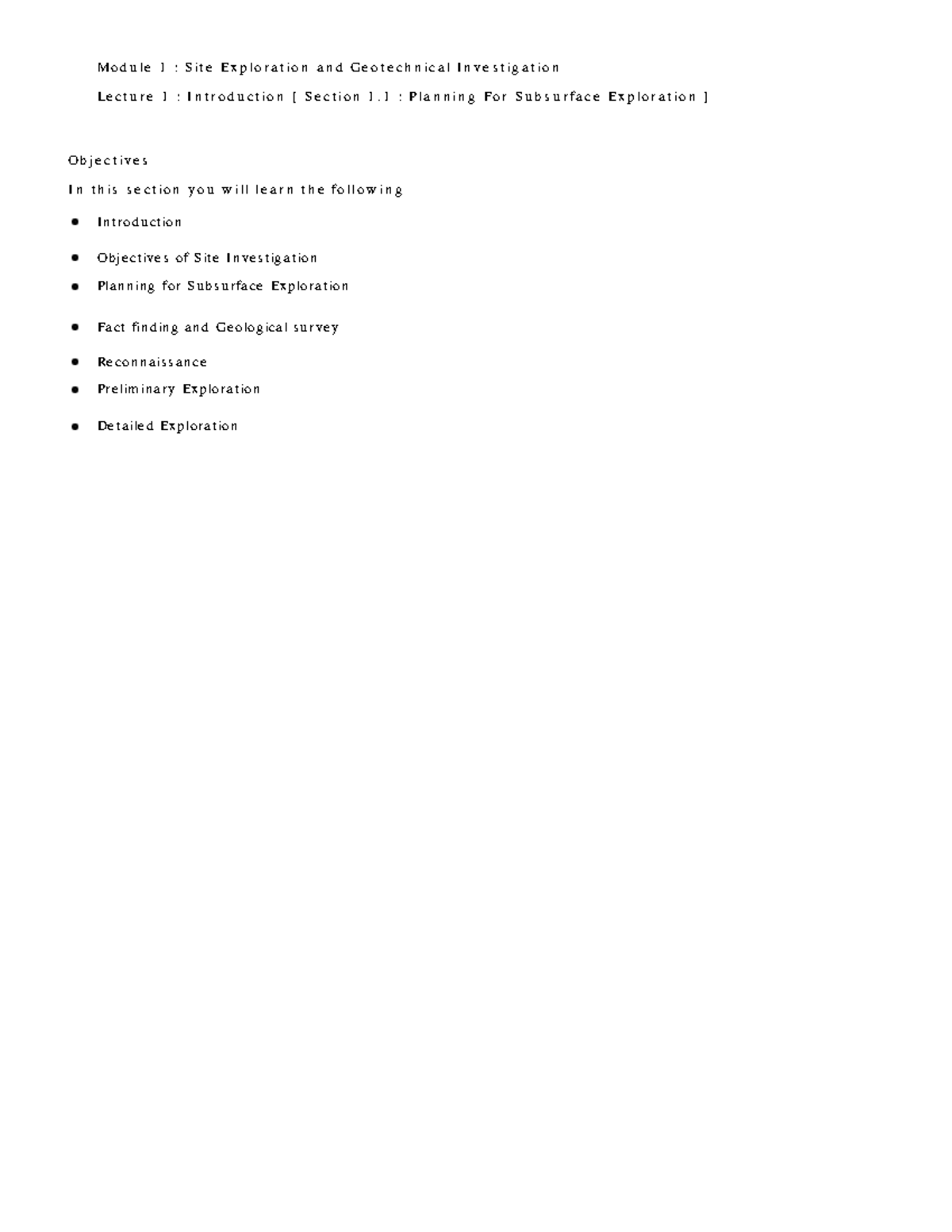 Module 1: Geotechnical Investigation Lecture 1 - Site Exploration ...