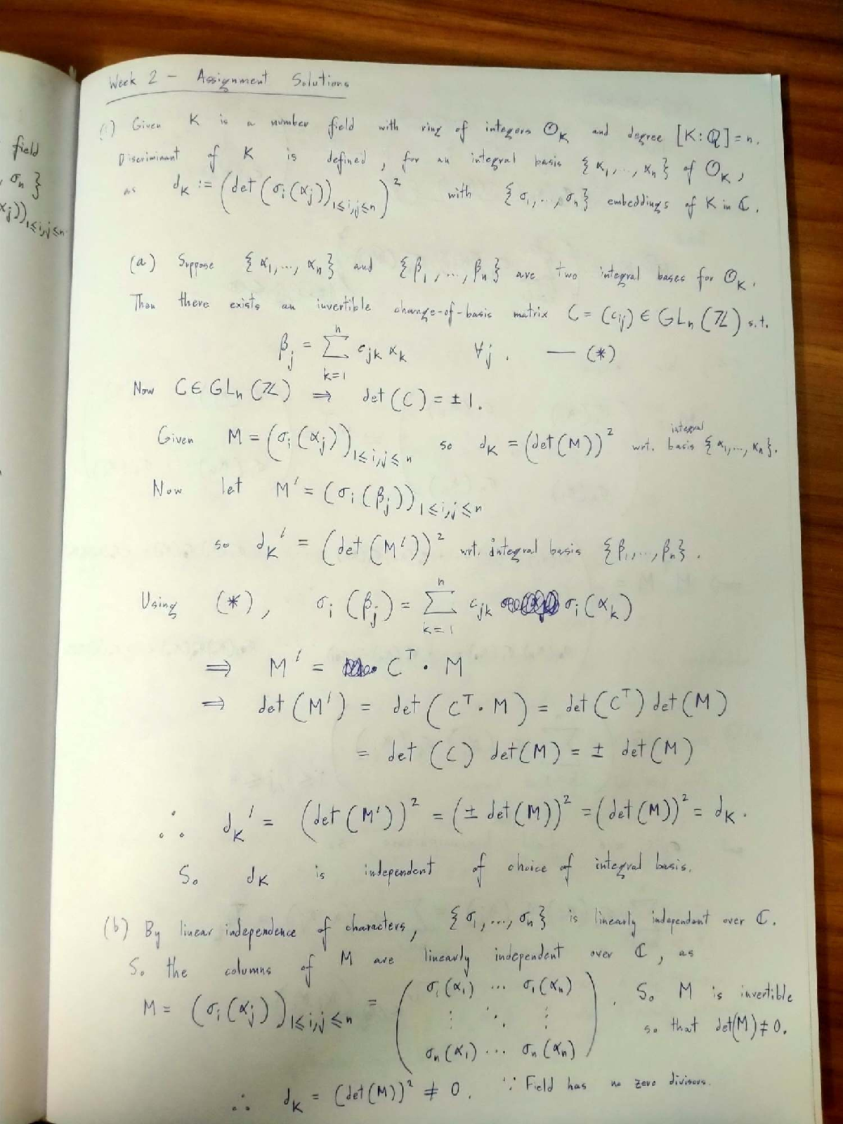 Algebraic Number Theory Week 2 Assignment Solutions (Course Code: NT ...