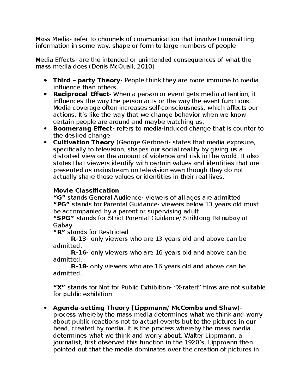 Media Information Literacy Notes: Understanding Mass Communication ...