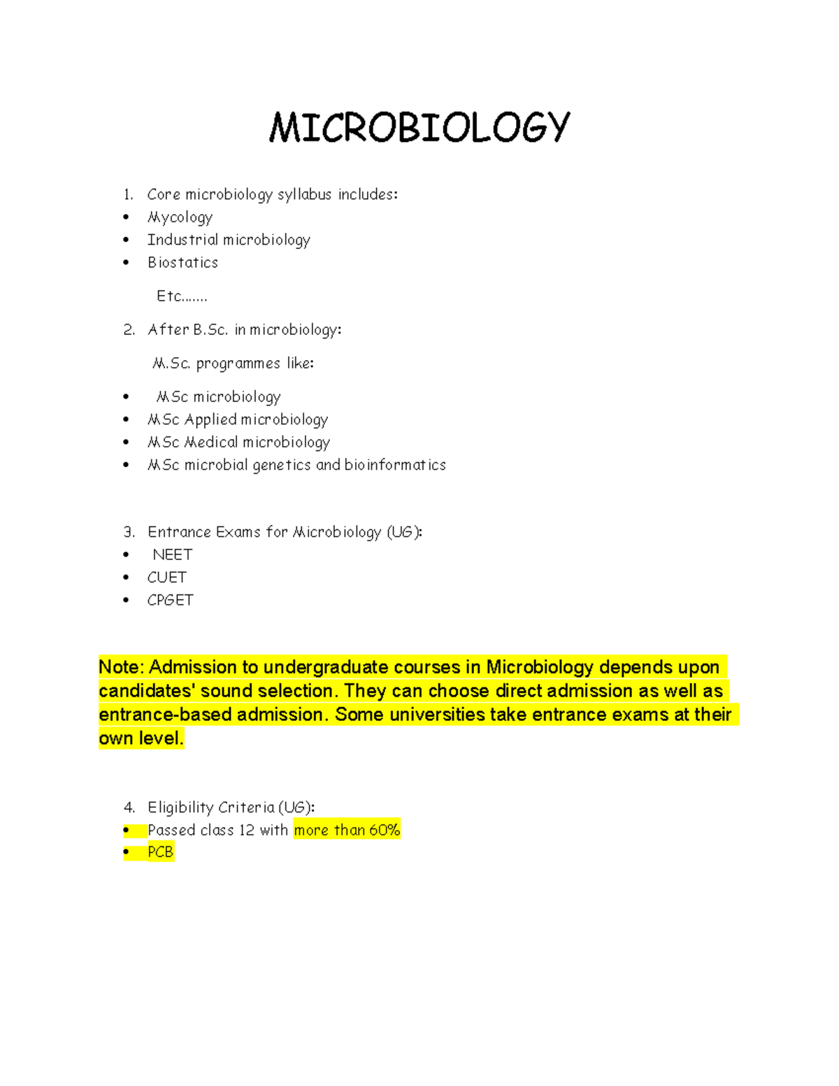 Microbiology Lecture Notes - B.Sc. Programs & Entrance Exams Details ...