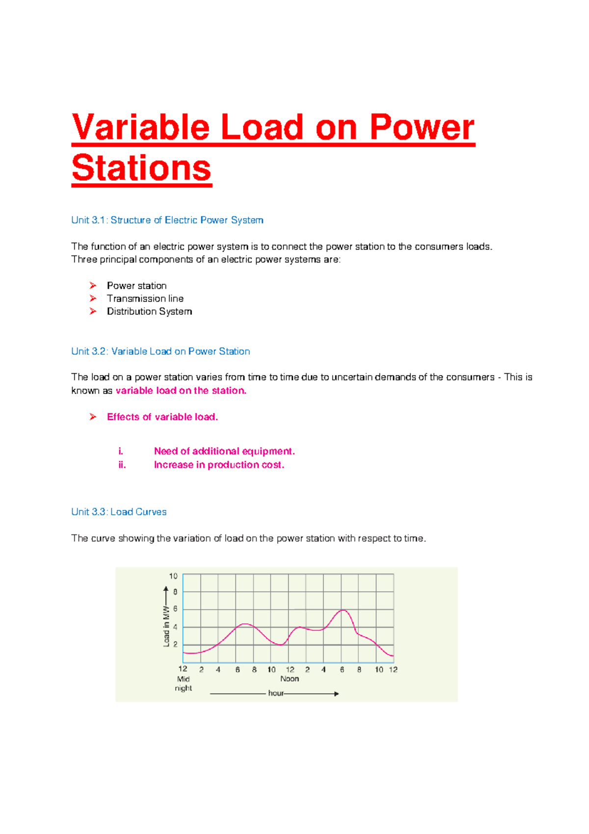 Chapter 3: Variable Load on Power Stations (065224) - Studocu