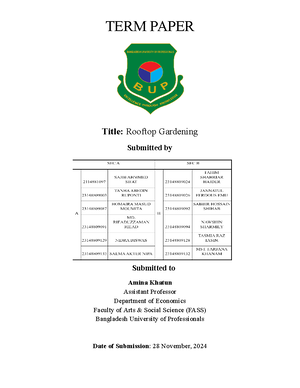 Agriconomics Termpaper Final - Bangladesh University of Professionals ...