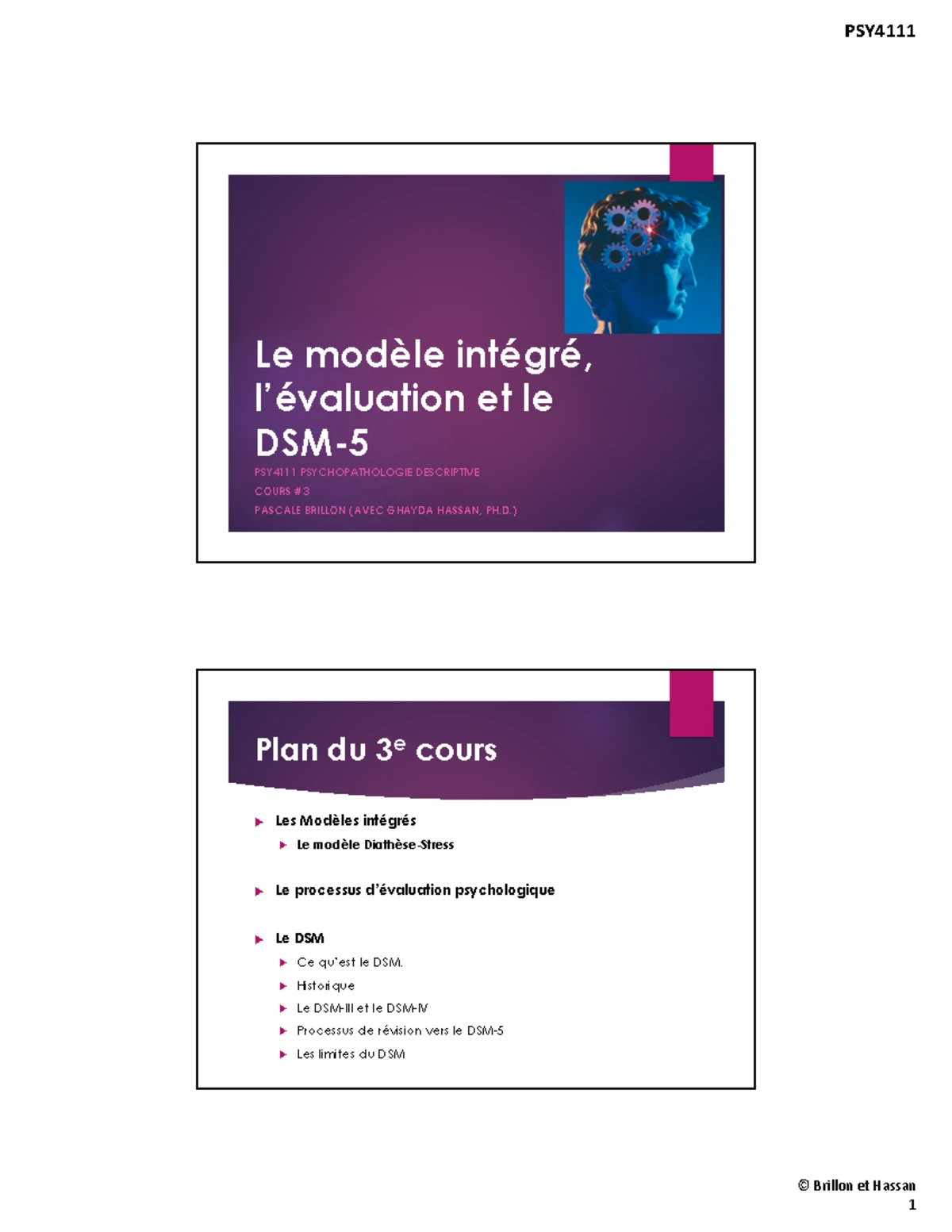 PSY4111-Cours 2: Modèles Théoriques et Thérapeutiques en ...