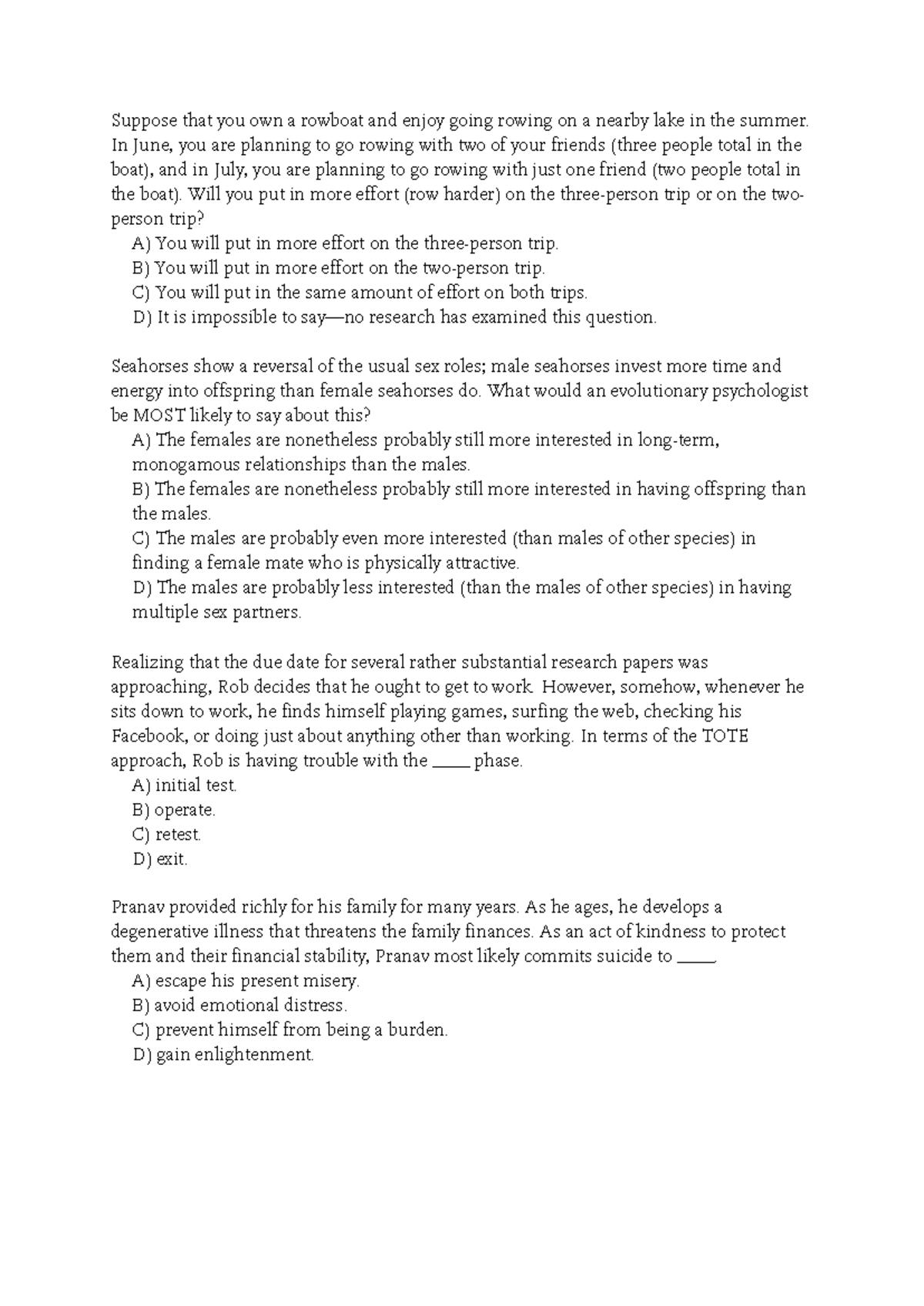 Psychology 101 Exam Questions with Sample Answers - Studeersnel