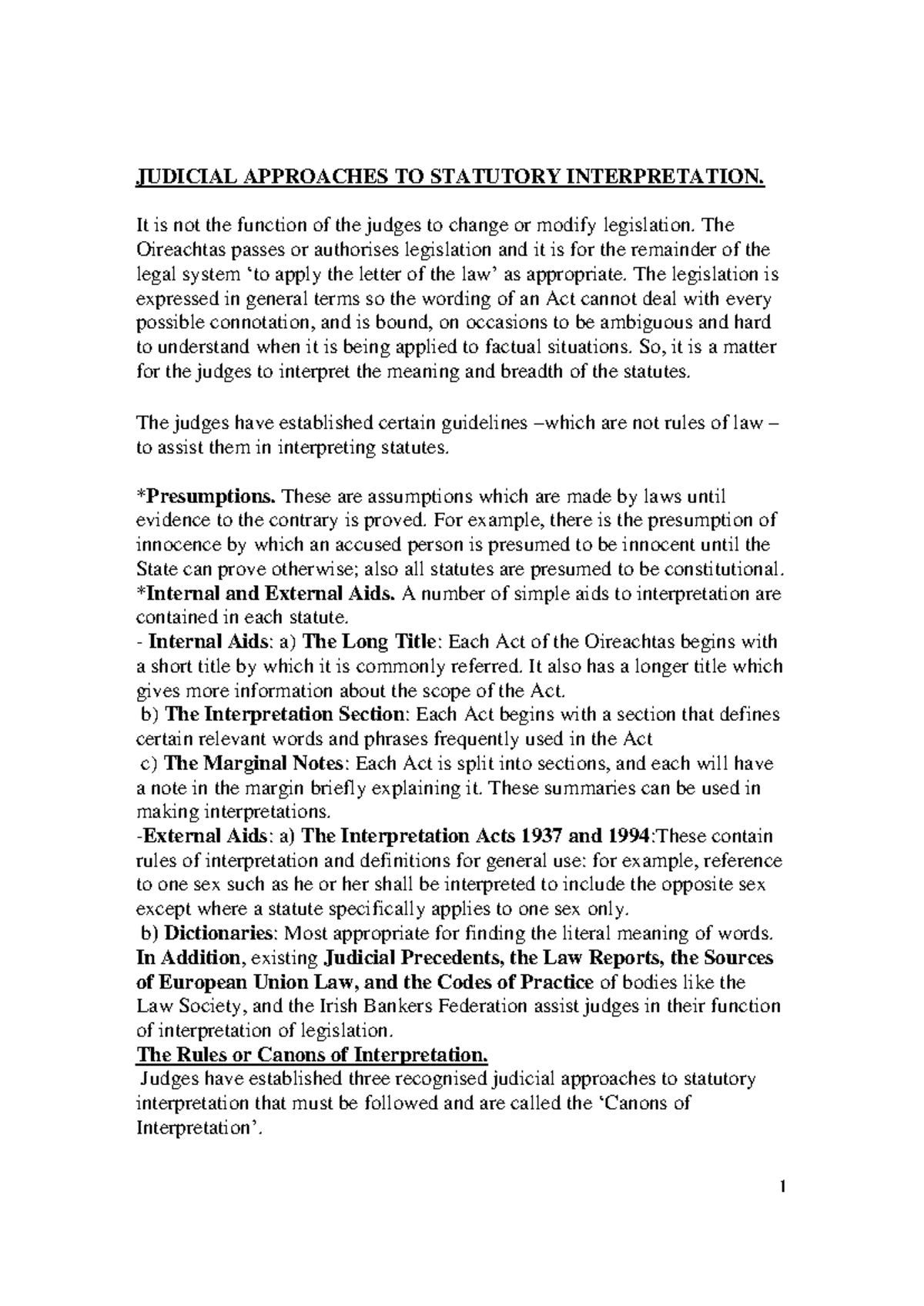 Judicial Approaches to Statutory Interpretation - A Comprehensive Guide ...