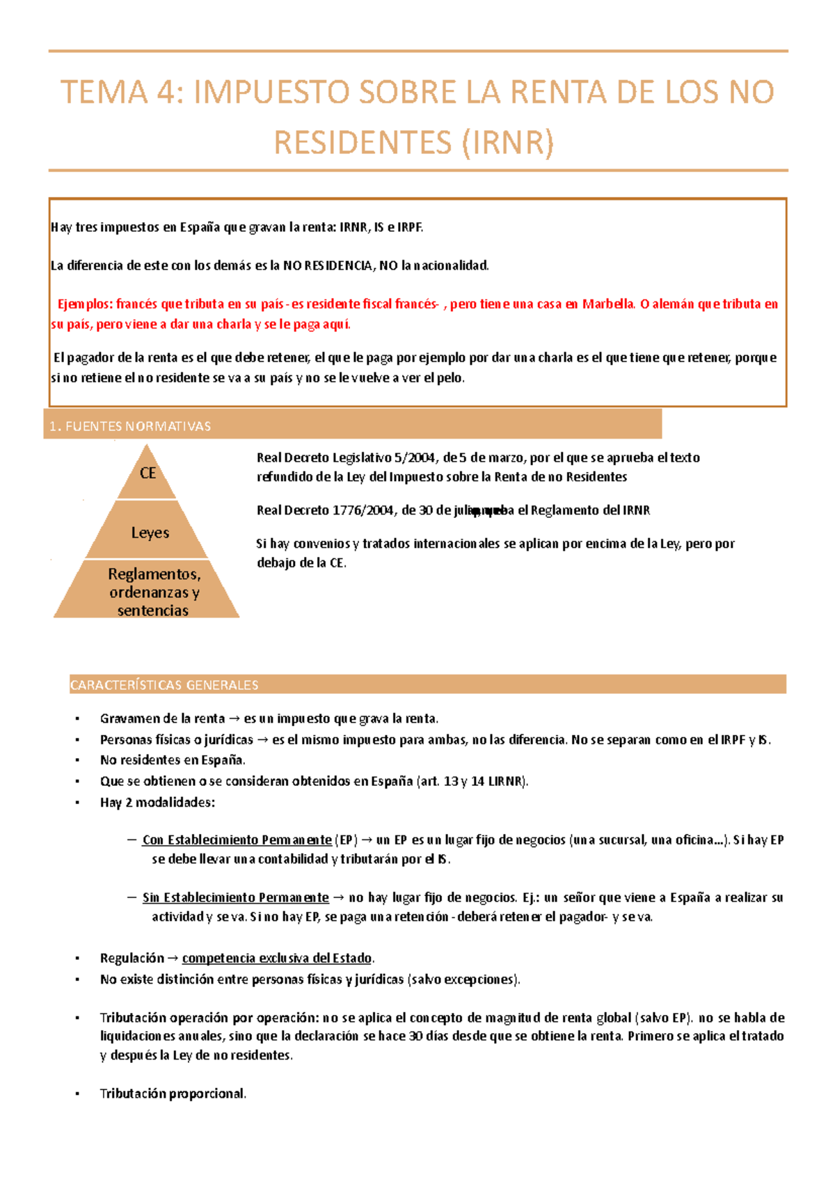 IRNR - Apuntes del impuesto sobre la renta de no residentes - TEMA 4 ...