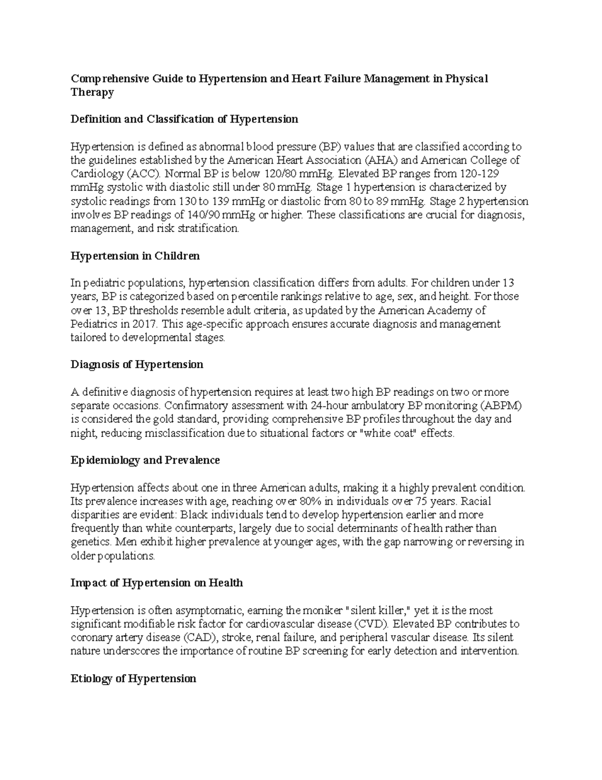 Comprehensive Guide to Hypertension & Heart Failure Management in PT ...