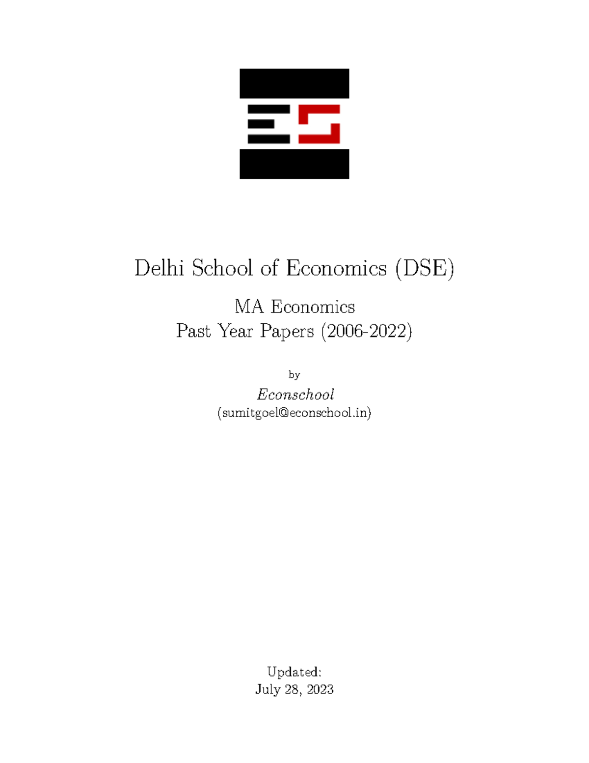 Dse - Entrance Material - Delhi School of Economics (DSE) MA Economics ...