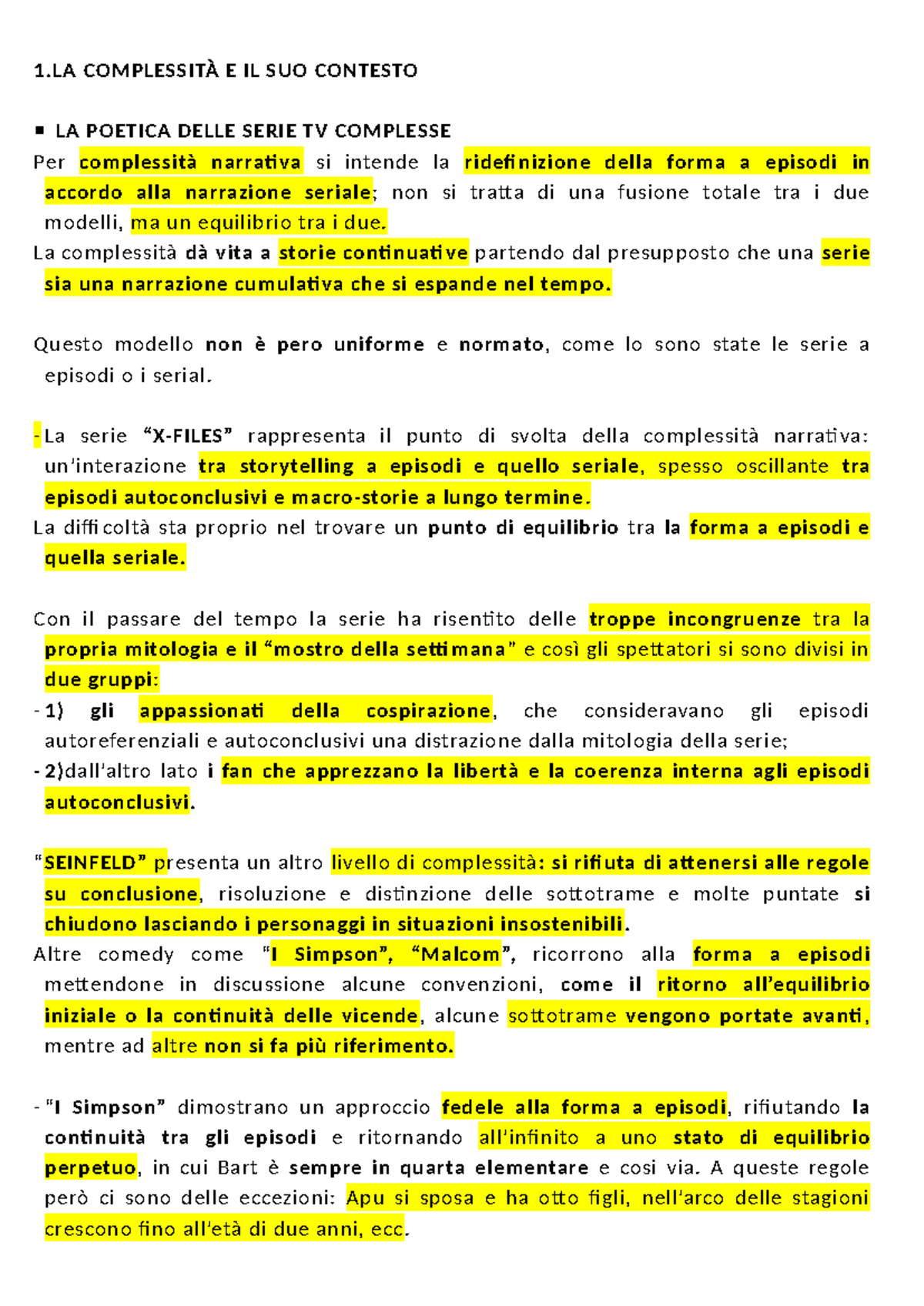 Analisi della Complessità nelle Serie TV (CORSO: TV-101) - Studocu