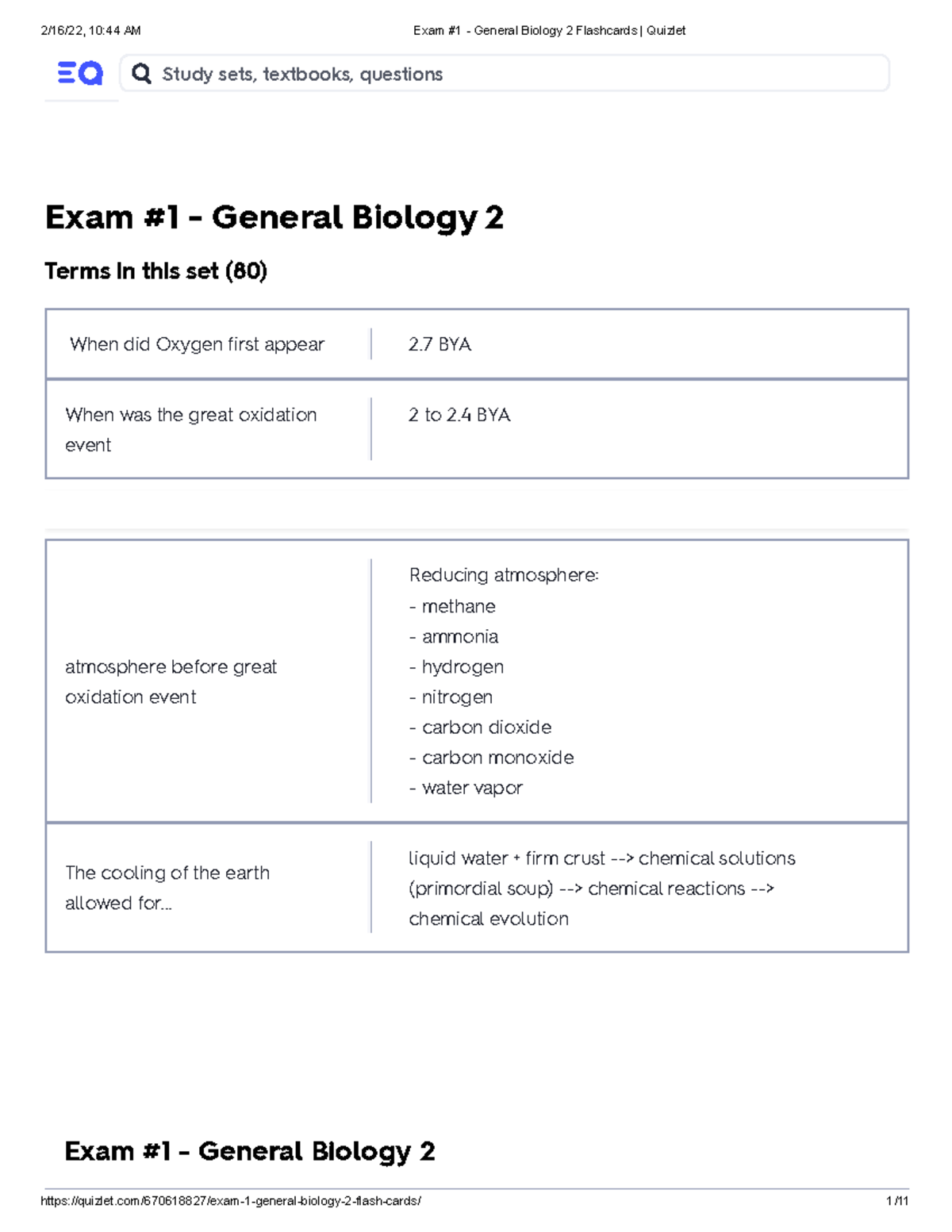 Exam #1 Study Guide - General Biology 2 Flashcards (80 Terms) - Studocu