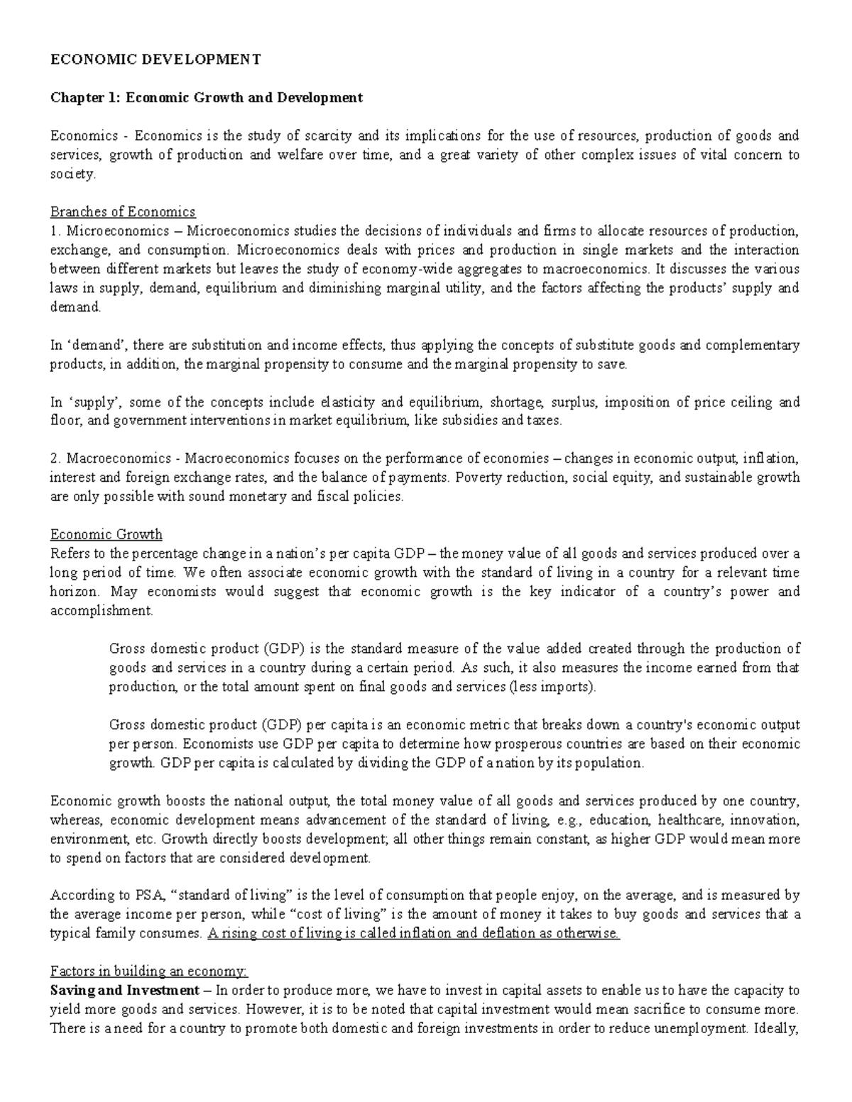 Chapter 1 1, bbvgg - ECONOMIC DEVELOPMENT Chapter 1: Economic Growth ...