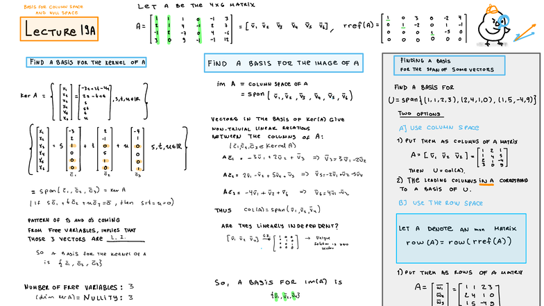 Lecture 19: Basis for Column Space and Kernel Analysis - Studocu
