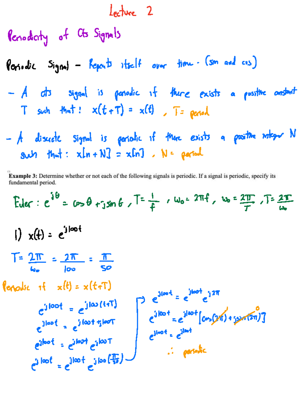 ELG3125 - Lecture on Periodicity of Continuous Signals - Studocu