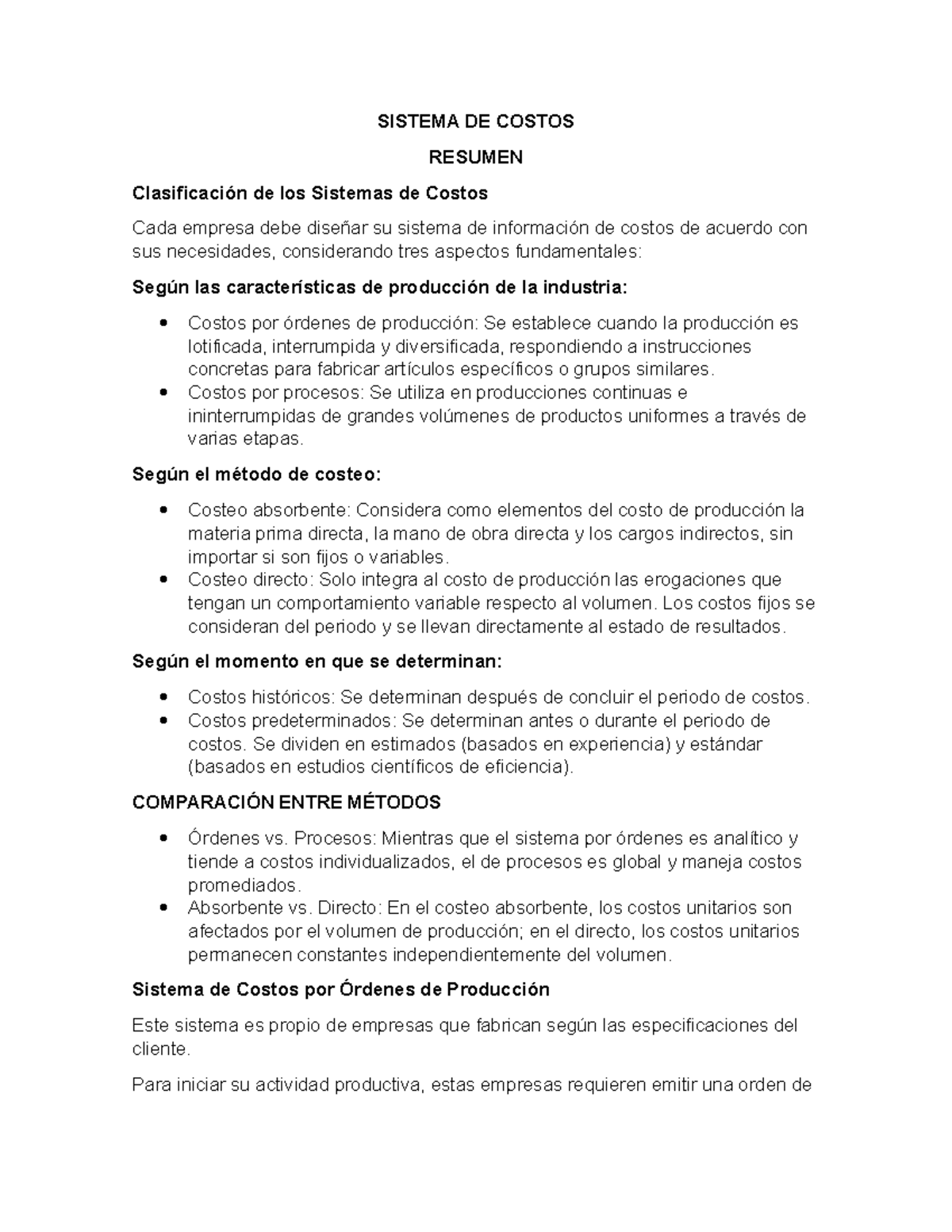 Resumen Unidad 3: Clasificación de Sistemas de Costos - Studocu