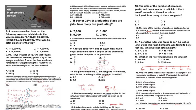 GEN MATH - Final Exam Review Notes on Ratios and Expenses - Studocu