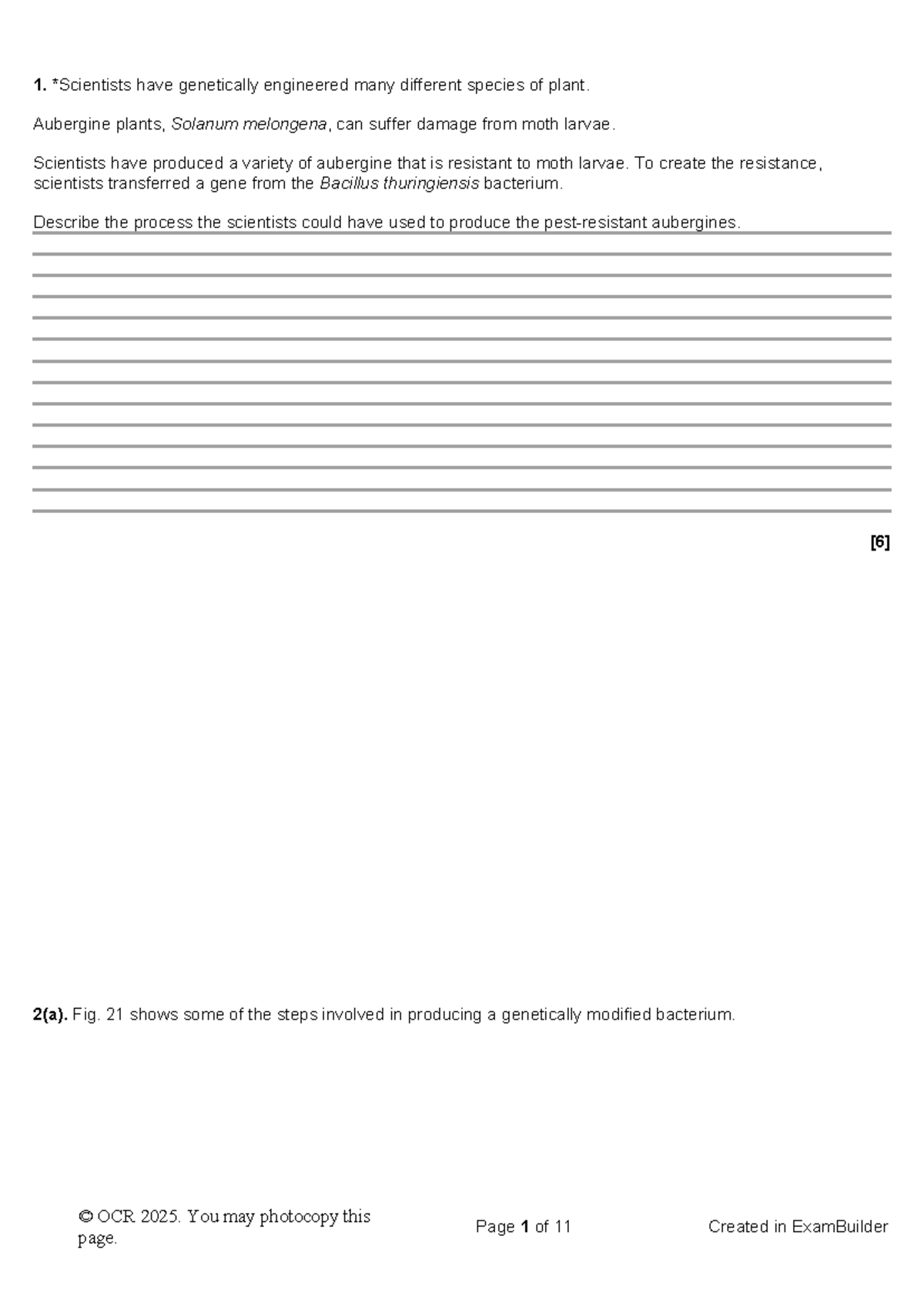 Genetic Engineering Techniques: OCR 2025 Exam Questions and Answers ...