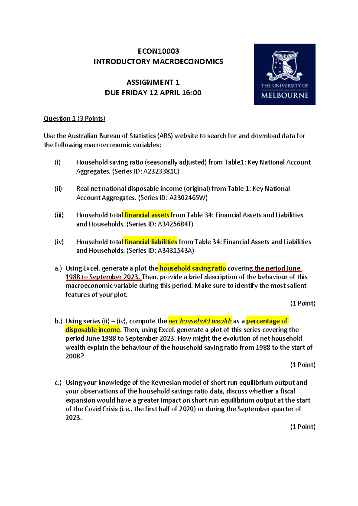 ECON 101: Introductory Macroeconomics Assignment 1 Analysis and ...