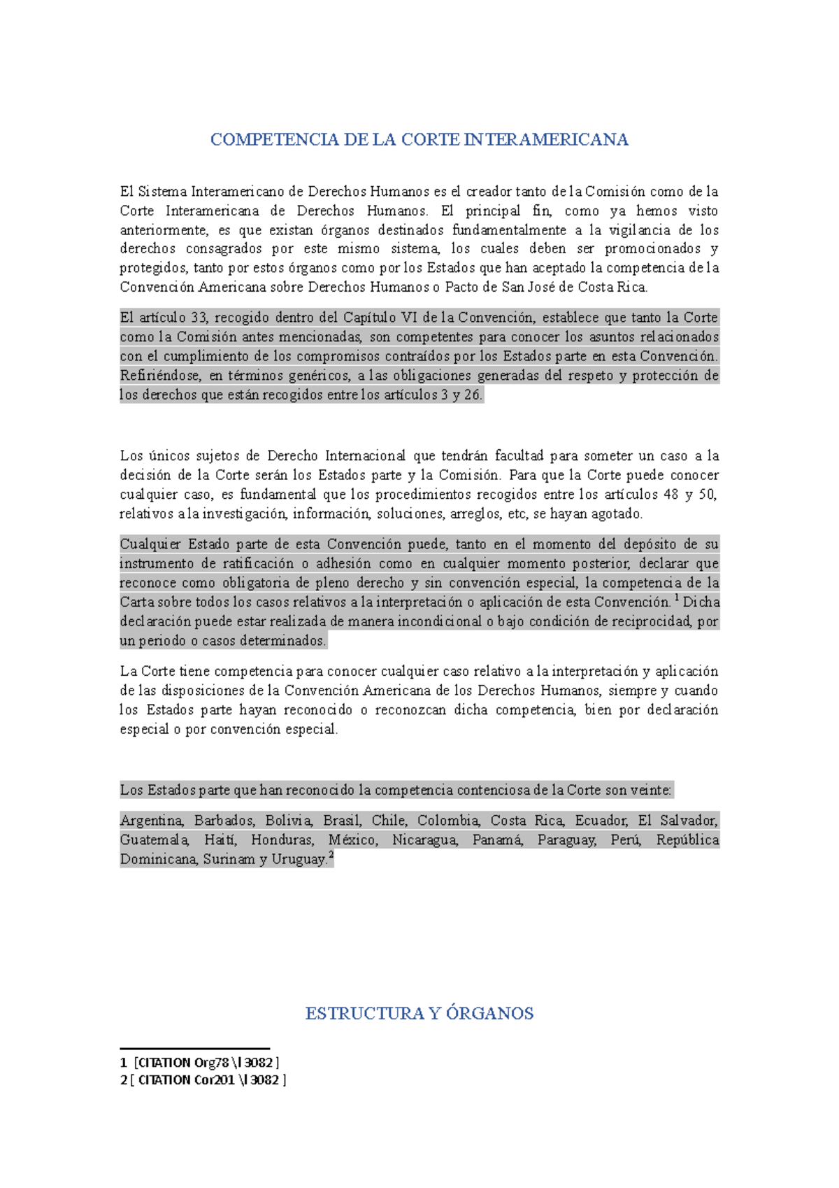 COMPETENCIA Y FUNCIONES DE LA CORTE INTERAMERICANA DE DERECHOS HUMANOS ...
