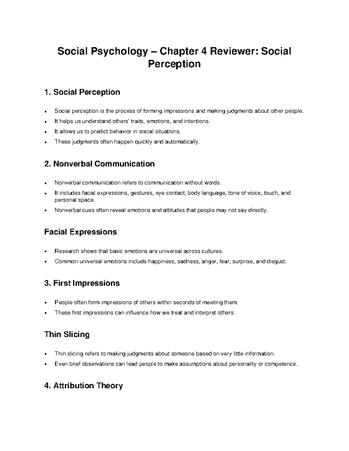 Social Psychology PSY101 Chapter 4 Review: Social Perception Insights ...