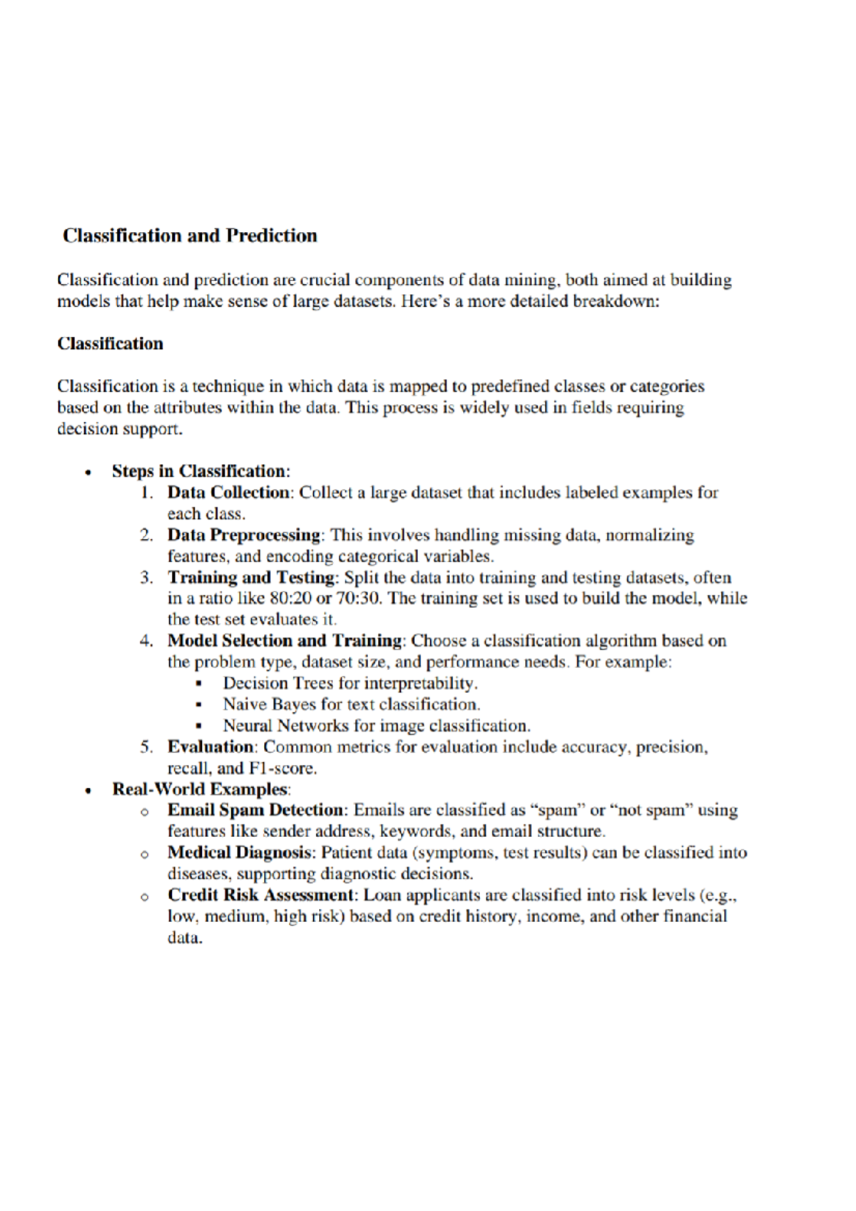 MCA203 Data Mining Unit 5: Classification & Prediction Notes - Studocu