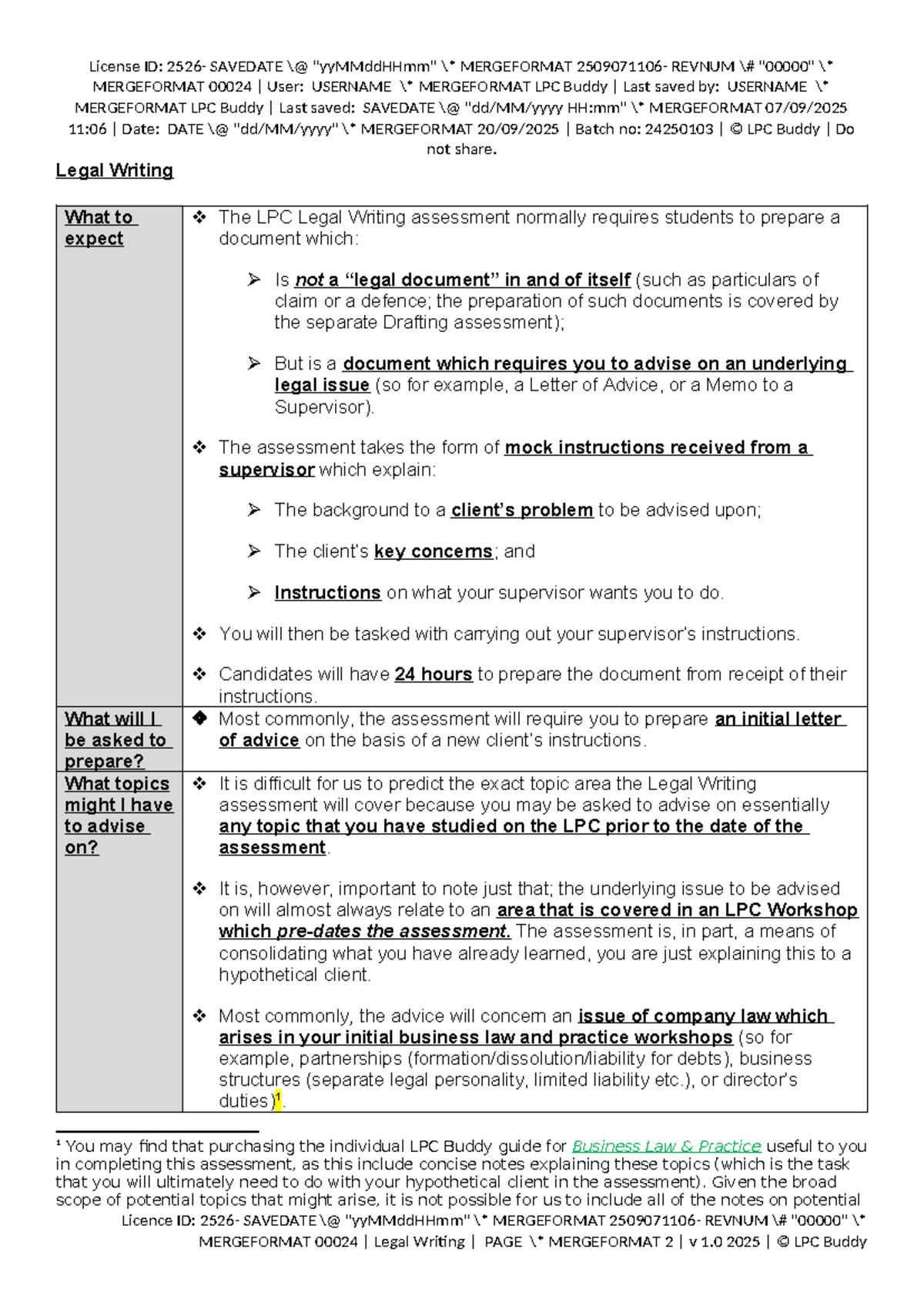 LPC Legal Writing Guide: Key Notes and Assessment Tips - Studocu