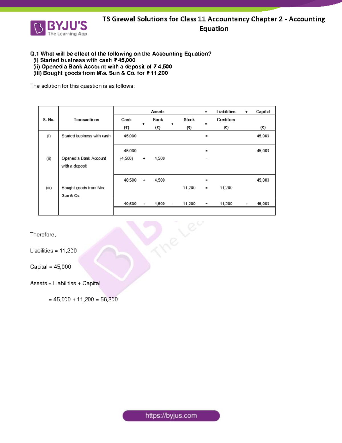 Class 11 Accountancy: Solutions to Chapter 2 Accounting Equations - Studocu