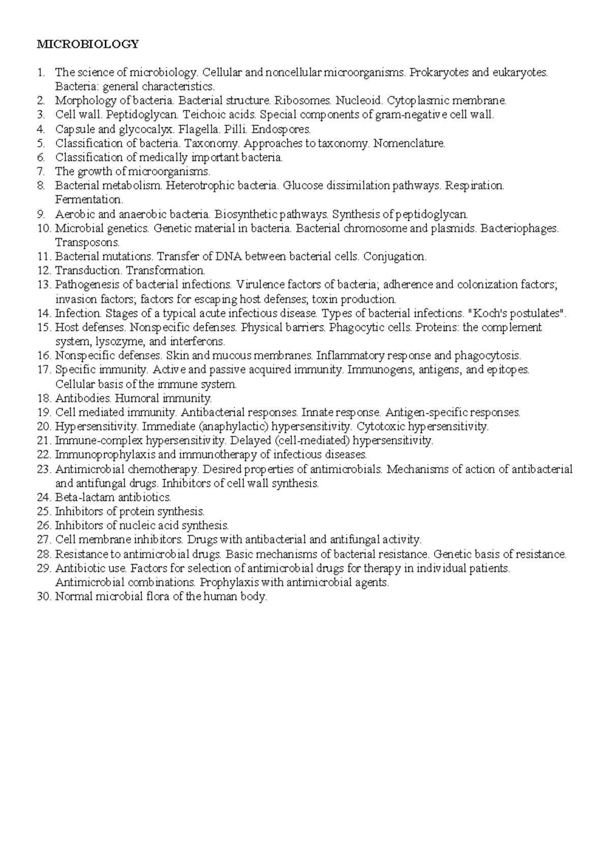 Microbiology 1-30 - Comprehensive Lecture Notes on Microorganisms - Studocu