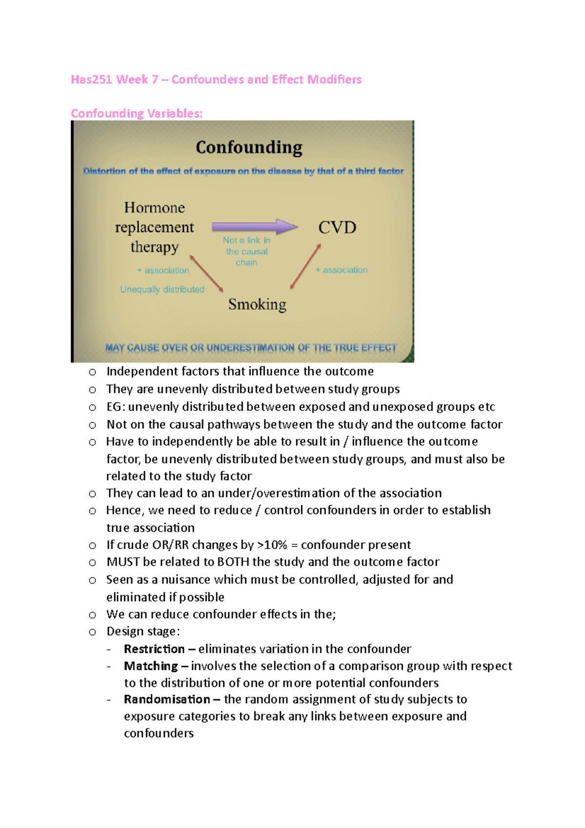 HAS251 Week 7 Lecture Notes: Confounders & Effect Modifiers Explained ...