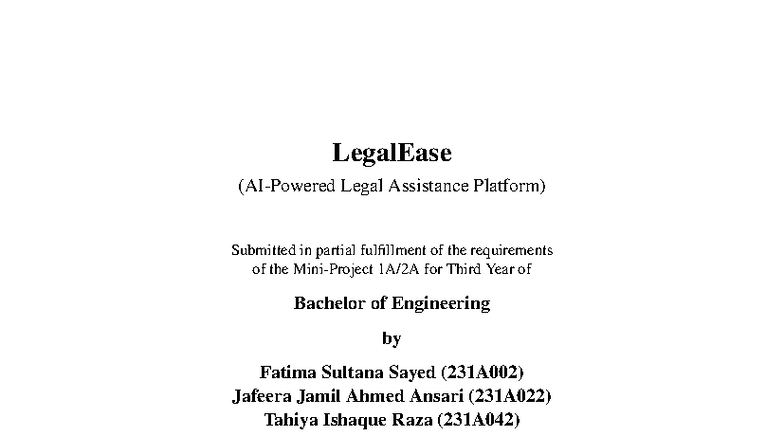 Legal Ease (Research report) - LegalEase (AI-Powered Legal Assistance ...