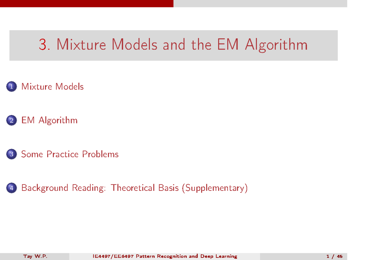 3. Mixture Models and EM Algorithm - Lecture Notes - Studocu