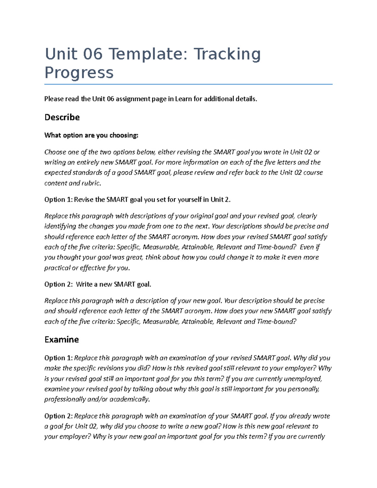 Unit-06-template - lecture notes - Unit 06 Template: Tracking Progress ...