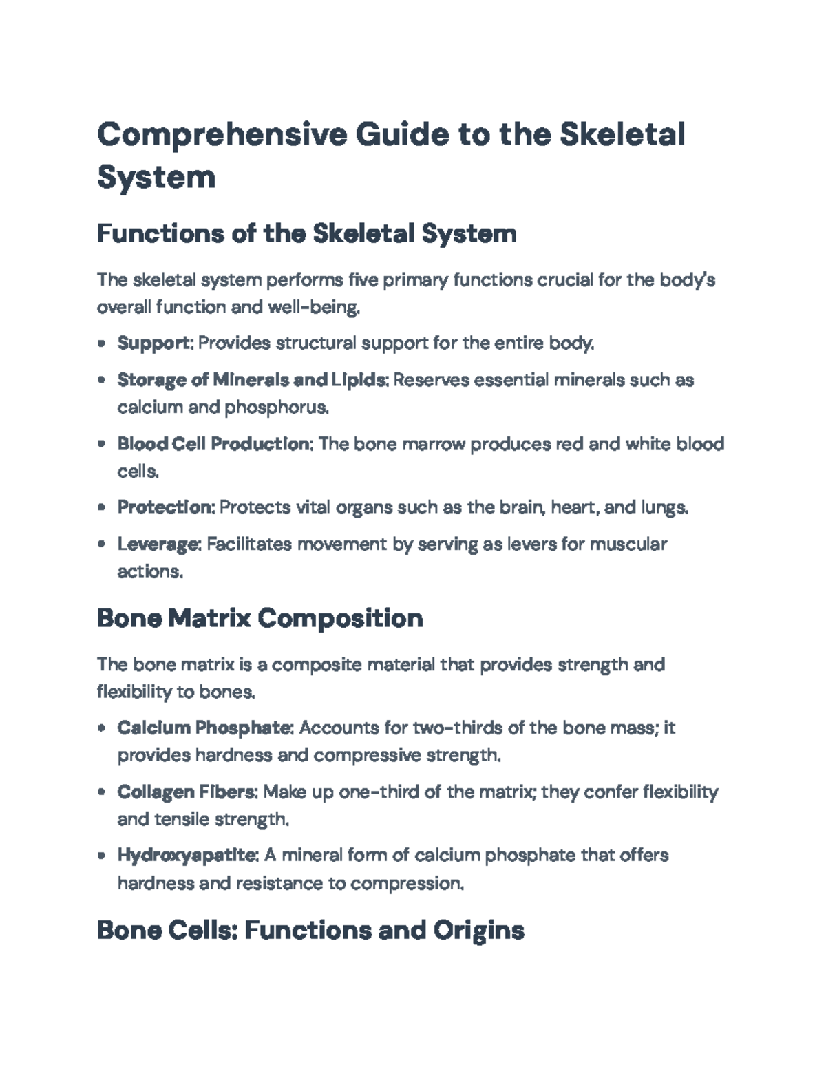 Comprehensive Overview of the Skeletal System (BIO 101) - Comprehensive ...