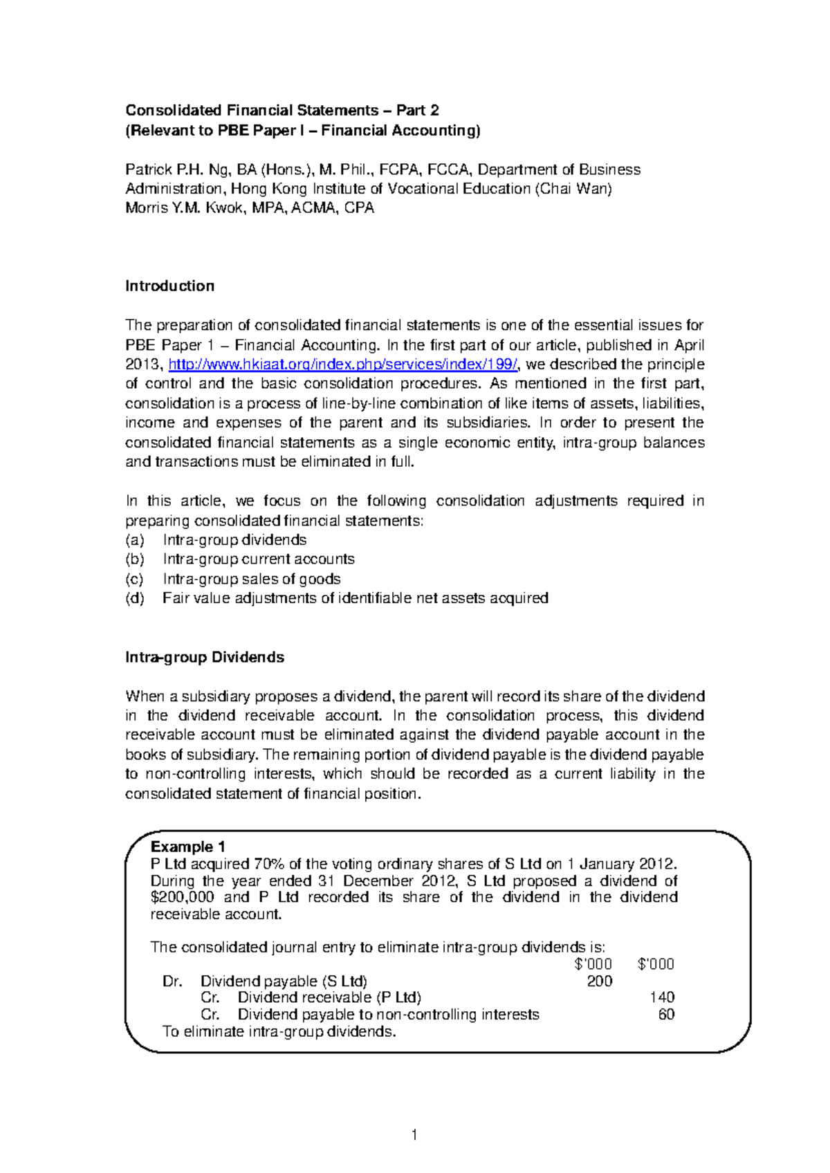 PBE Paper I - Consolidated Financial Statements Summary (Part 2) - Studocu