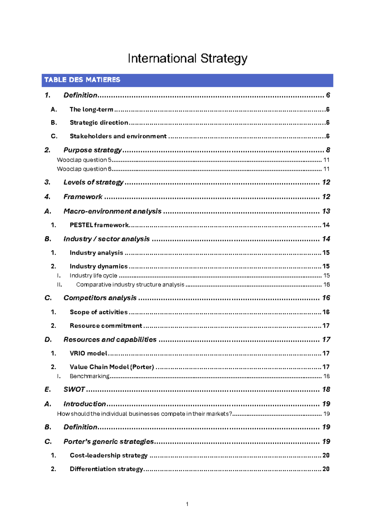 International Strategy Overview and Key Frameworks - Studocu