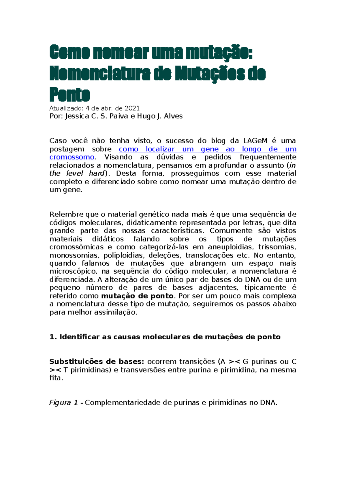 Como nomear uma mutação - Como nomear uma mutação: Nomenclatura de ...