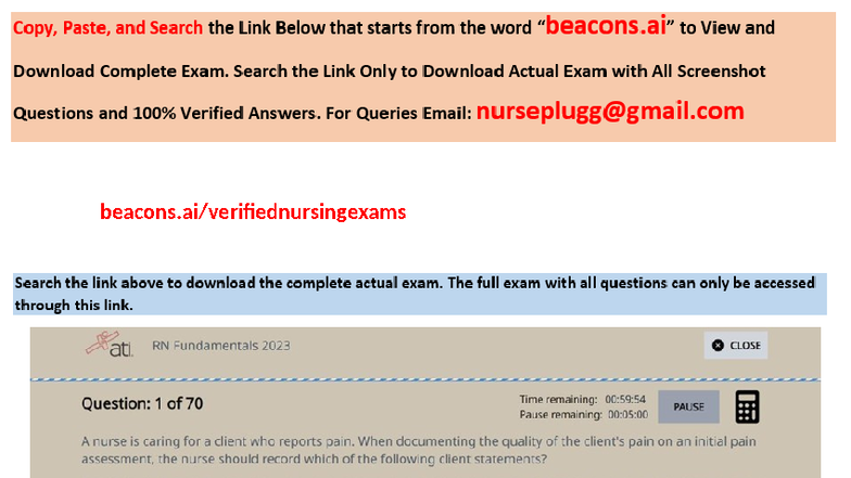 Actual ATI RN Fundamentals 2025 Proctored Exam NGN 70 Q&A - Studocu