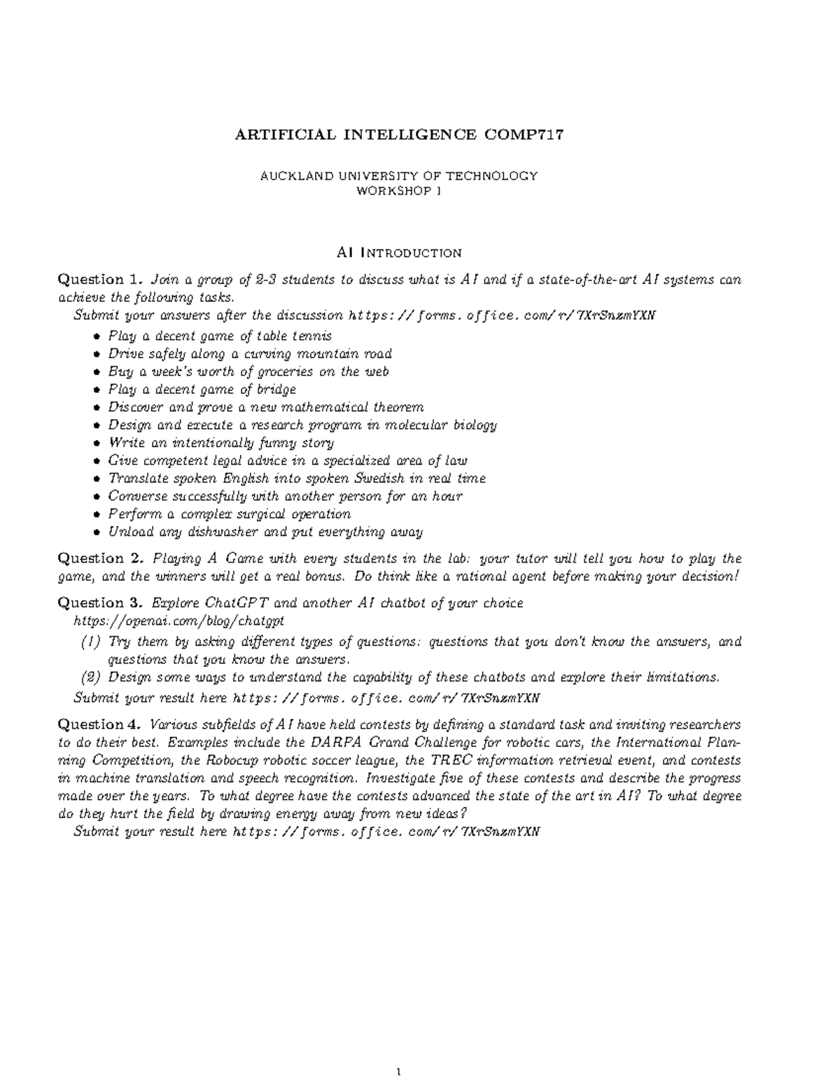 AI2025W1-1 - Week 1 tutorial work - ARTIFICIAL INTELLIGENCE COMP ...