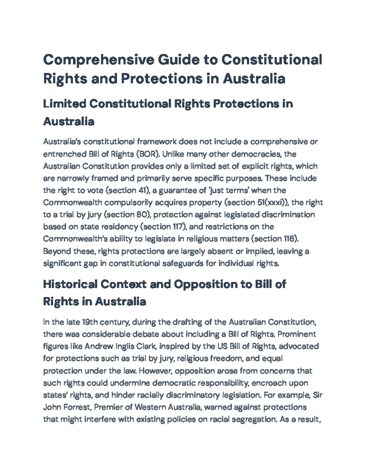 Comprehensive Overview of Constitutional Rights Protections in ...