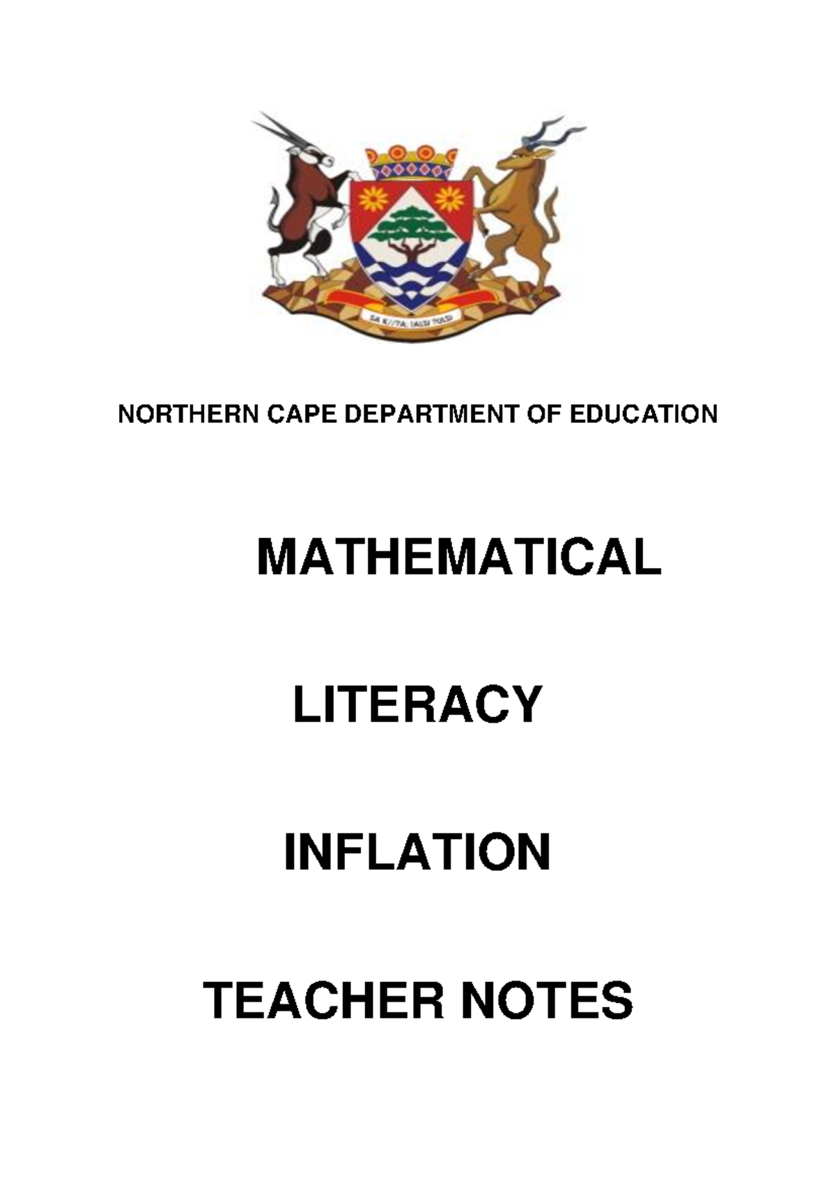 Inflation Teacher Notes for Mathematical Literacy (MAT 11 & 12) - Studocu