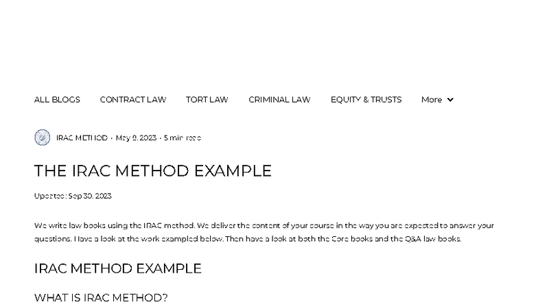 IRAC Method Example for Law Students: Contract, Tort, & Criminal Law ...
