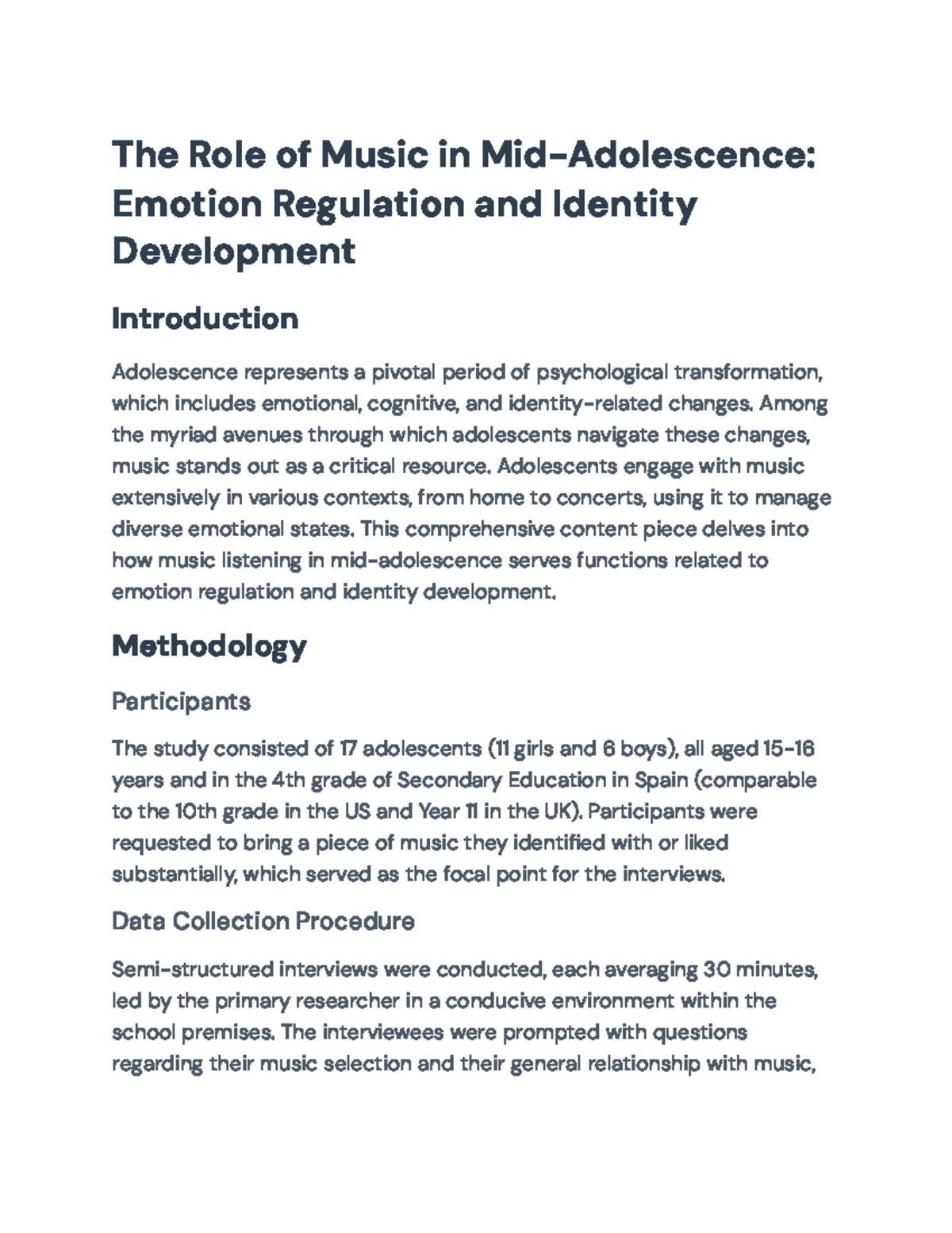 The Role of Music in Mid-Adolescence: Emotion Regulation & Identity Dev ...